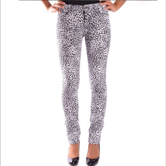 Saint Laurent Denim - Saint Laurent Black And White “Baby Cat” Leopard Print Coated Jeans NWT